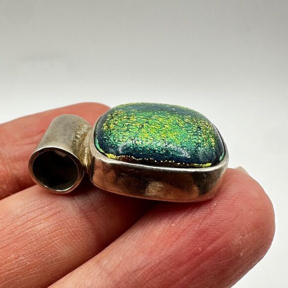 Stamped Mexico 925, sterling silver, Dichroic Glass pendant! - Picture 7 of 8
